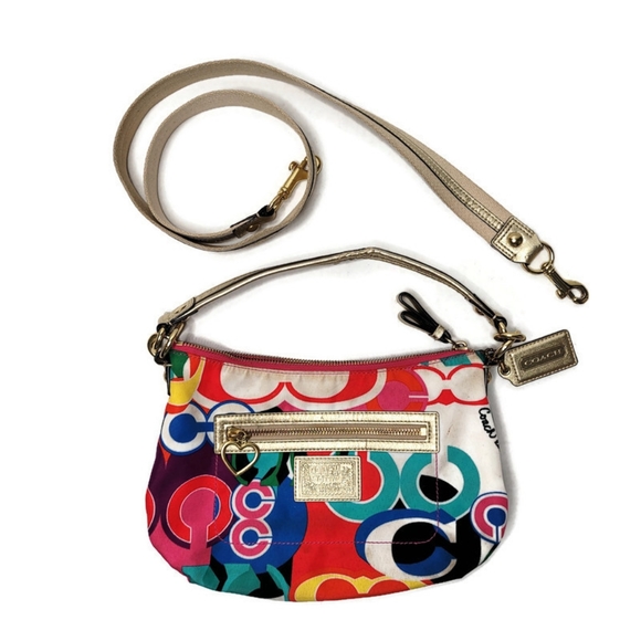 Coach Signature Daisy Poppy Pop C Graffiti Demi Crossbody bag with long strap. - Picture 6 of 10